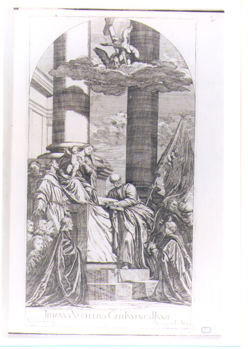 MADONNA CON BAMBINO E SANTI (stampa) di Vecellio Tiziano, Lefèvre Valentin (sec. XVII)