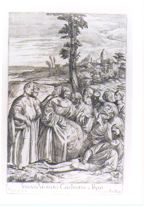MIRACOLO DI SANT'ANTONIO DA PADOVA (stampa) di Vecellio Tiziano, Lefèvre Valentin (sec. XVII)