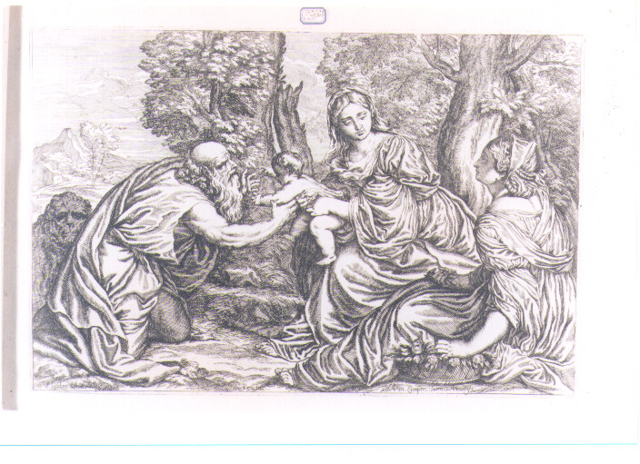 MADONNA CON BAMBINO E SANTI (stampa) di Vecellio Tiziano, Lefèvre Valentin (sec. XVII)
