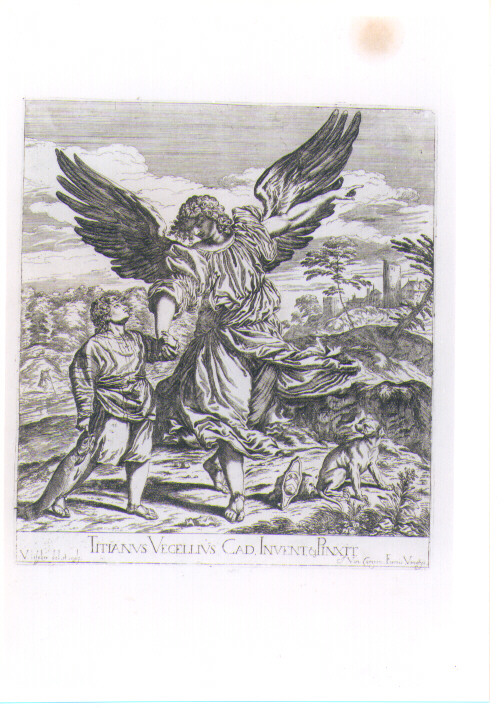 TOBIA E SAN RAFFAELE ARCANGELO (stampa) di Vecellio Tiziano, Lefèvre Valentin (sec. XVII)