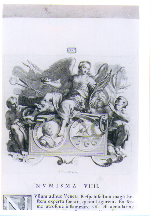 ALLEGORIA CON RECTO E VERSO DI MEDAGLIA CELEBRATIVA DI GIOVANNI BARBADIGOMINOR (stampa) di Van Audenaerde Robert (sec. XVIII)