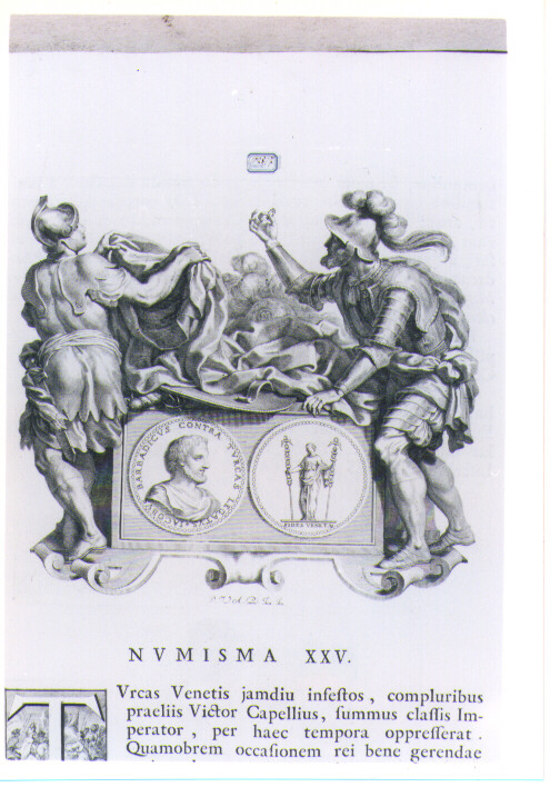 ALLEGORIA CON RECTO E VERSO DI MEDAGLIA CELEBRATIVA DI GIACOMO BARBADIGO (stampa) di Van Audenaerde Robert (sec. XVIII)