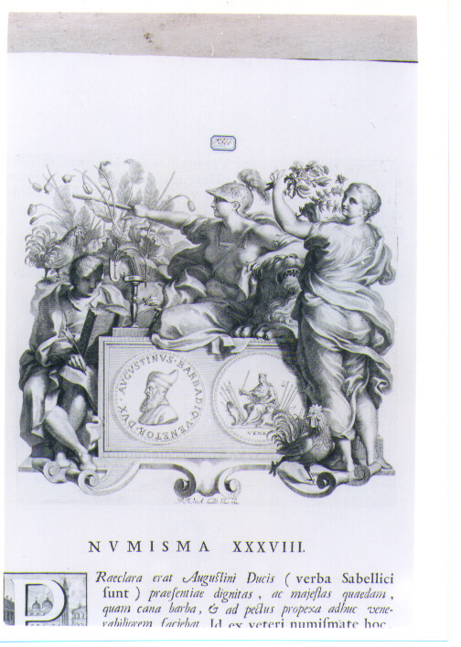 ALLEGORIA CON RECTO E VERSO DI MEDAGLIA CELEBRATIVA DEL DOGE AGOSTINO BARBADIGO (stampa) di Van Audenaerde Robert (sec. XVIII)