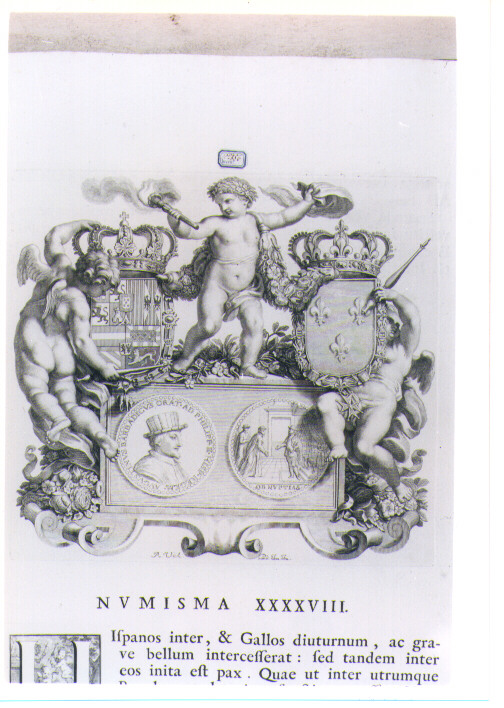 ALLEGORIA CON RECTO E VERSO DI MEDAGLIA CELEBRATIVA DI AGOSTINO BARBADIGO (stampa) di Van Audenaerde Robert (sec. XVIII)