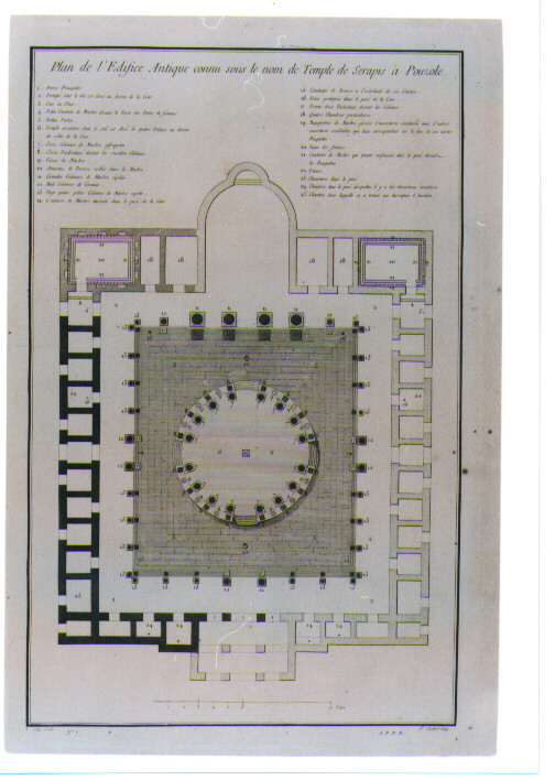 PIANTA DEL TEMPIO DI SERAPIDE A POZZUOLI (stampa) di Choffard Pierre Philippe (sec. XVIII)