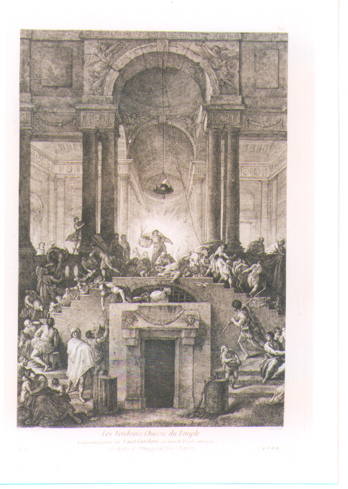 CRISTO CACCIA I MERCANTI DAL TEMPIO (stampa) di Giordano Luca, Martini Pietro Antonio, Robert Hubert (sec. XVIII)
