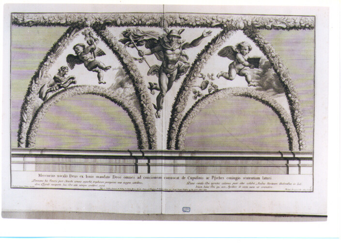 MERCURIO, PUTTI E ELEMENTI DECORATIVI (stampa) di Sanzio Raffaello detto Raffaello, Dorigny Nicolas (sec. XVII)