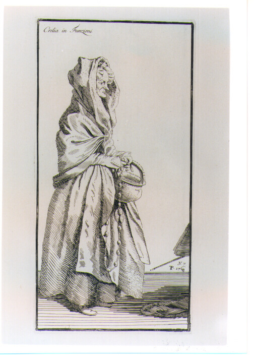 CARICATURA DI CRELIA (stampa) di Patch Thomas (sec. XVIII)