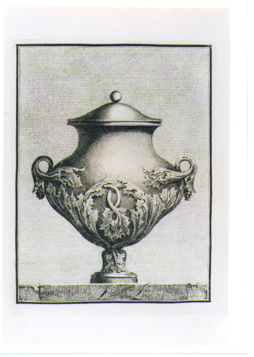 VASO CON PAMPINI E UVA STILIZZATI (stampa) di Petitot Ennemond Alexandre, Bossi Benigno (sec. XVIII)