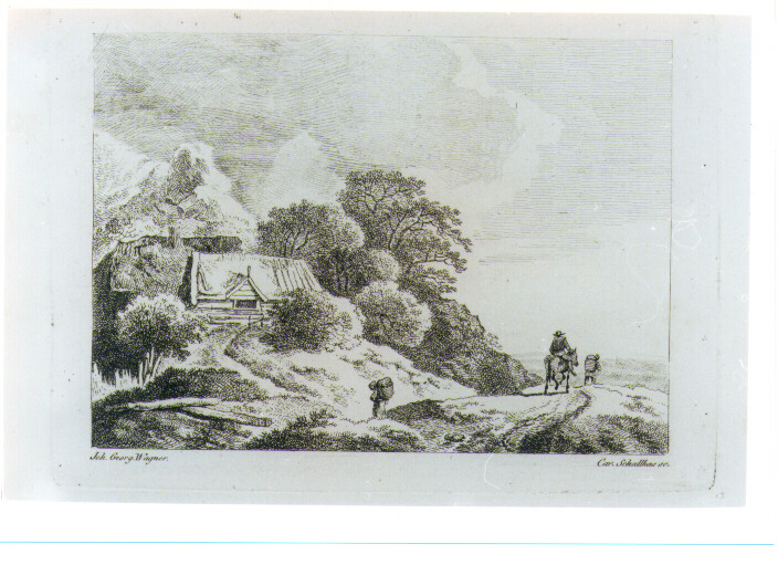 PAESAGGIO RURALE CON FIGURE (stampa) di Schallhas Carl Philipp, Wagner Johann Georg (fine sec. XVIII)