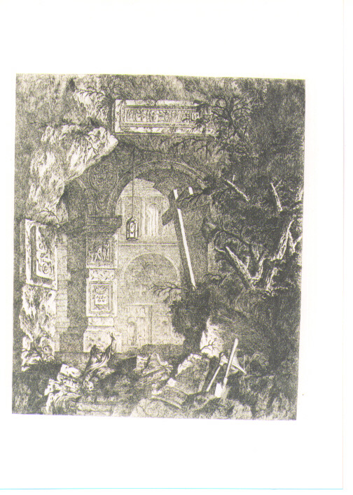 PAESAGGIO CON ROVINE (stampa) di Le Geay J. L (sec. XVIII)