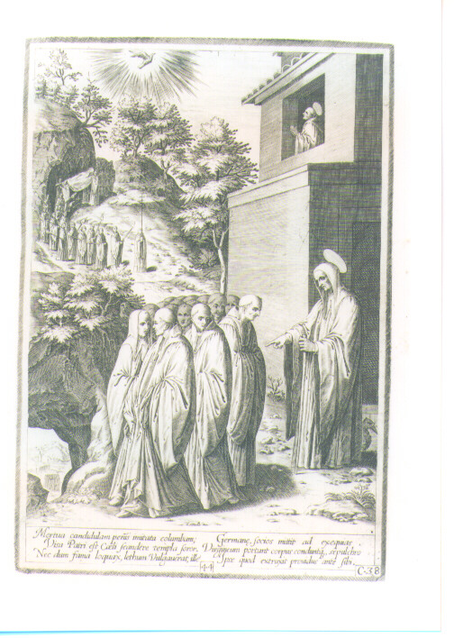 MORTE DI SANTA SCOLASTICA (stampa) di Passeri Bernardino (CERCHIA), Caprioli Aliprando (CERCHIA) (sec. XVI)
