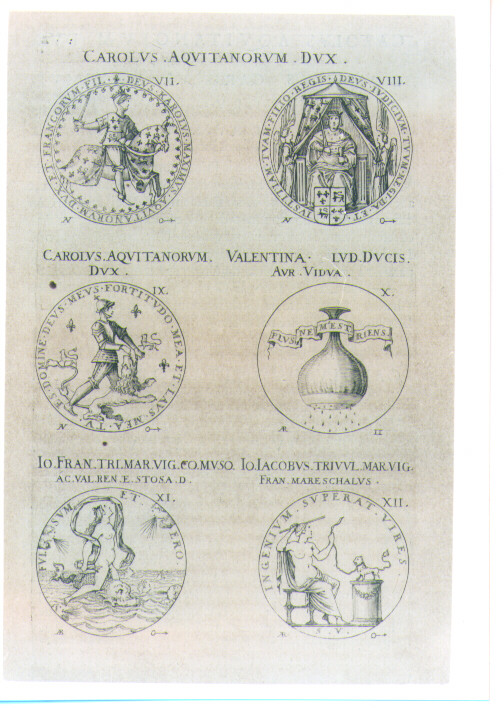 SEI MEDAGLIE DI PRINCIPI E PRINCIPESSE FRANCESI (stampa) di De Bie Jacques detto Jacobus Biesius (sec. XVII)