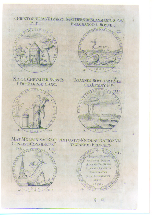 SEI MEDAGLIE DI UOMINI DI GIUSTIZIA FRANCESI (stampa) di De Bie Jacques detto Jacobus Biesius (sec. XVII)