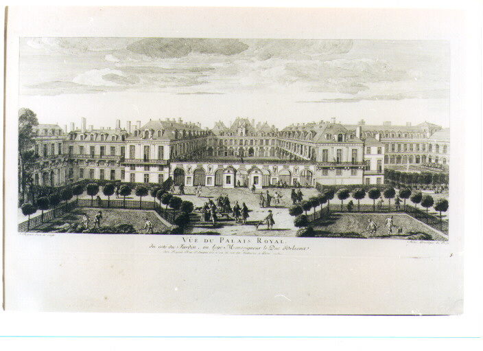 VEDUTA DEL PALAZZO REALE (stampa) di Rigaud Jean Baptiste (sec. XVIII)