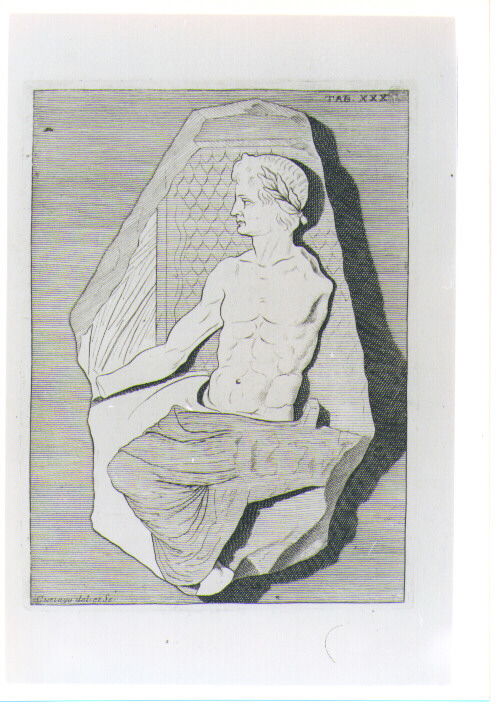 BASSORILIEVO CON RITRATTO DI AUGUSTO (stampa) di Cunego Domenico (sec. XVIII)