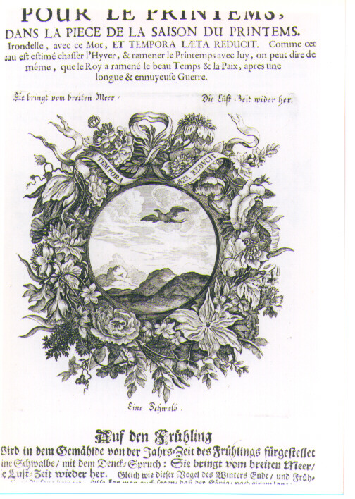 IMPRESA CON ALLEGORIA DELLA NECESSITA' DELLA GUERRA (stampa) di Kraus Johann Ulrich (sec. XVIII)