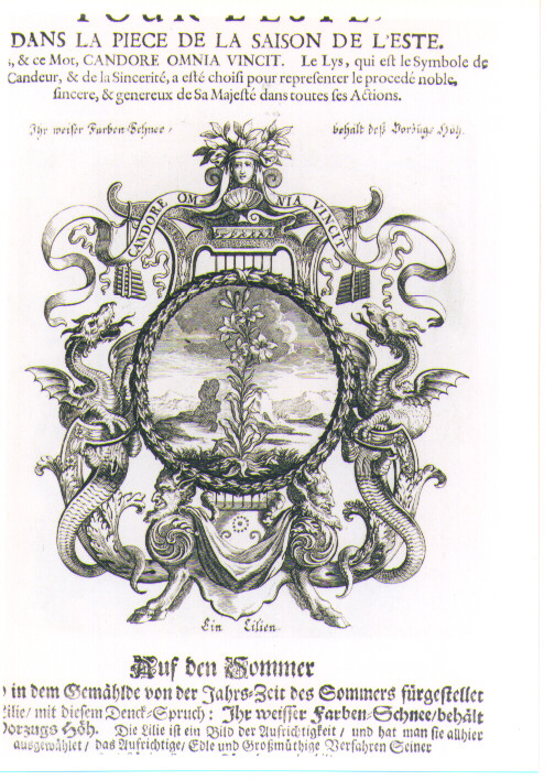 IMPRESA CON ALLEGORIA DELLA PUREZZA (stampa) di Kraus Johann Ulrich (sec. XVIII)