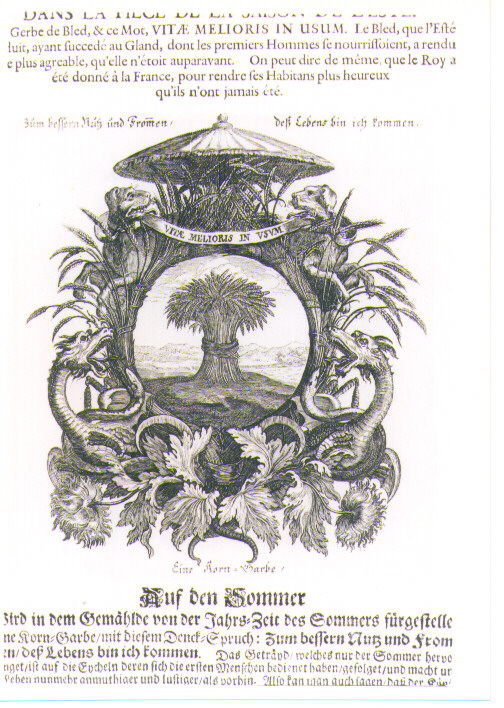 IMPRESA CON ALLEGORIA DELL'ABBONDANZA (stampa) di Kraus Johann Ulrich (sec. XVIII)