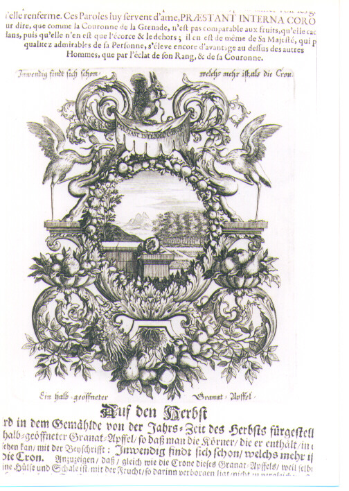 IMPRESA CON ALLEGORIA DELLA RICCHEZZA (stampa) di Kraus Johann Ulrich (sec. XVIII)