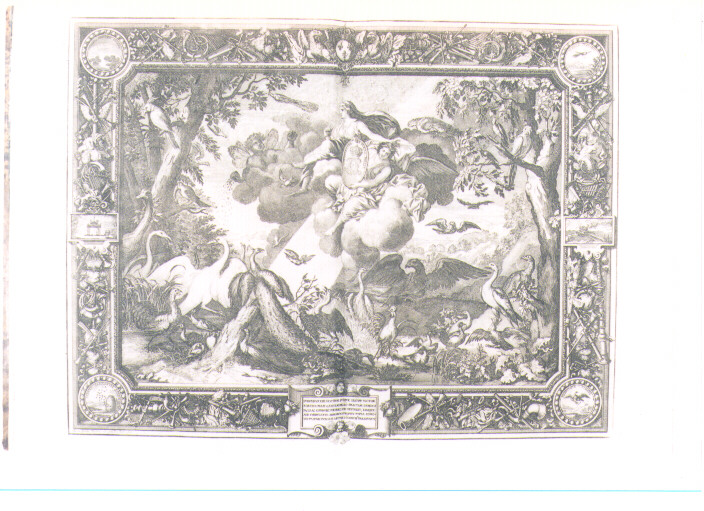 ALLEGORIA DEI QUATTRO ELEMENTI: ARIA (stampa) di Kuesel Johanna Sibilla (sec. XVIII)