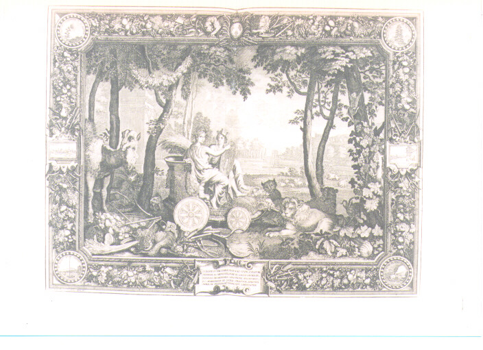 ALLEGORIA DEI QUATTRO ELEMENTI: TERRA (stampa) di Kuesel Johanna Sibilla (sec. XVIII)