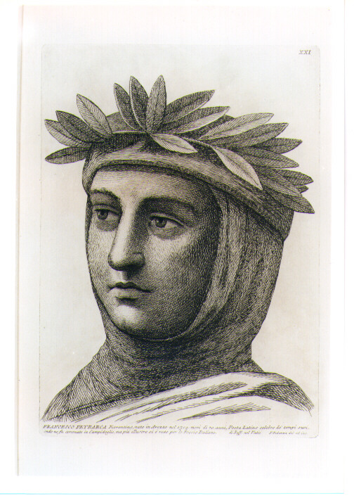 TESTA DI PETRARCA (stampa) di Sanzio Raffaello detto Raffaello, Fidanza Paolo (sec. XVIII)