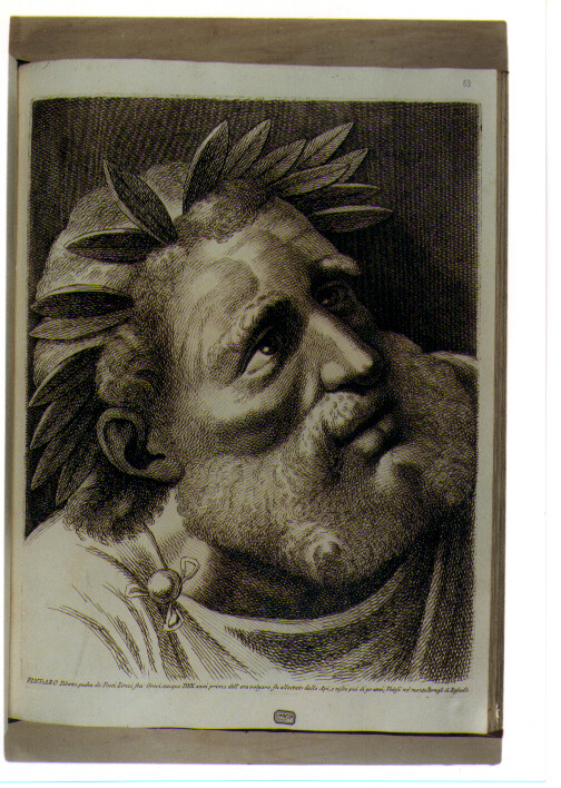 TESTA DI PINDARO (stampa) di Sanzio Raffaello detto Raffaello (CERCHIA), Fidanza Paolo (sec. XVIII)