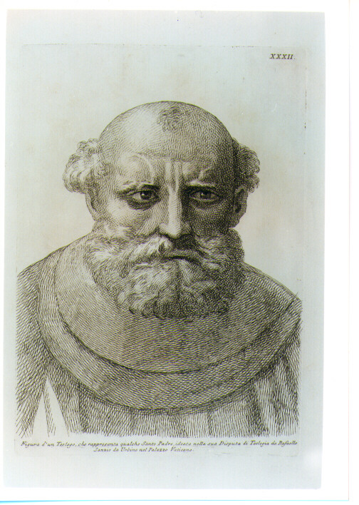 TESTA DI TEOLOGO (stampa) di Sanzio Raffaello detto Raffaello (CERCHIA), Fidanza Paolo (sec. XVIII)