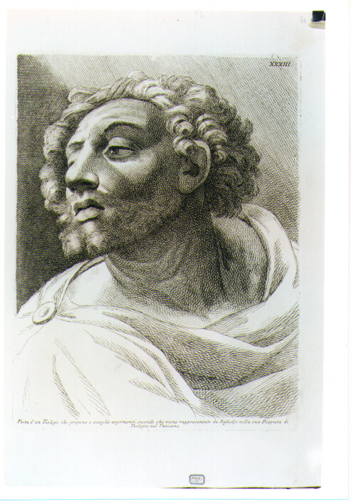 TESTA DI TEOLOGO (stampa) di Sanzio Raffaello detto Raffaello (CERCHIA), Fidanza Paolo (sec. XVIII)