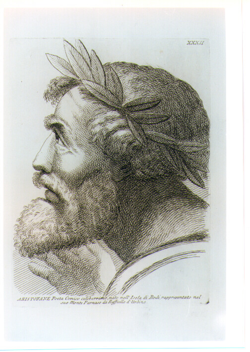 TESTA DI ARISTOFANE (stampa) di Sanzio Raffaello detto Raffaello (CERCHIA), Fidanza Paolo (sec. XVIII)