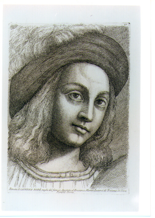 TESTA DI CATERINA BORE' (stampa) di Vecellio Tiziano (CERCHIA), Fidanza Paolo (sec. XVIII)