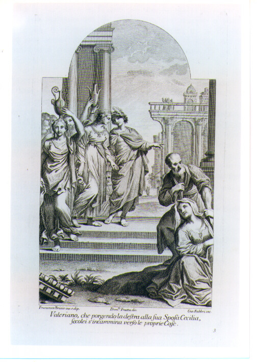 MATRIMONIO DI VALERIANO E CECILIA (stampa) di Brizio Francesco, Fabbri Giovanni, Fratta Domenico Maria (sec. XVIII)