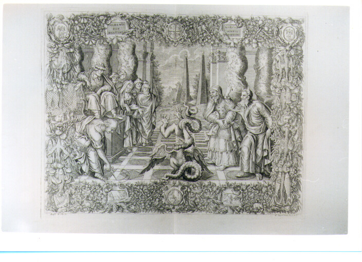 MOSE' E ARONNE DAVANTI AL FARAONE (stampa) di Sanzio Raffaello detto Raffaello, Le Poer Gaetano (sec. XVIII)
