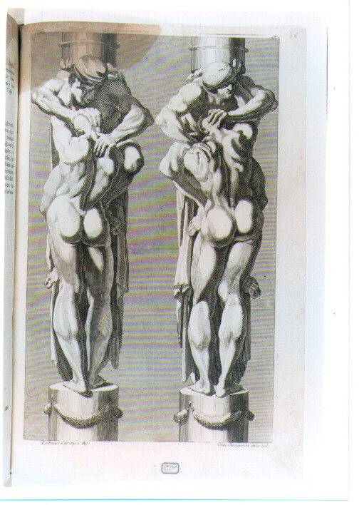 COPPIA DI COLONNE CON TELAMONI (stampa) di Carracci Ludovico, Giovannini Giacomo (sec. XVII)