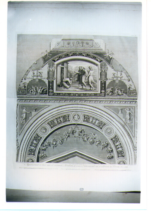 ABRAMO E I TRE ANGELI, ELEMENTI DECORATIVI E GROTTESCHE (stampa) di Sanzio Raffaello detto Raffaello, Ottaviani Giovanni, Volpato Giovanni, Savorelli Gaetano, Camporesi Pietro (sec. XVIII)