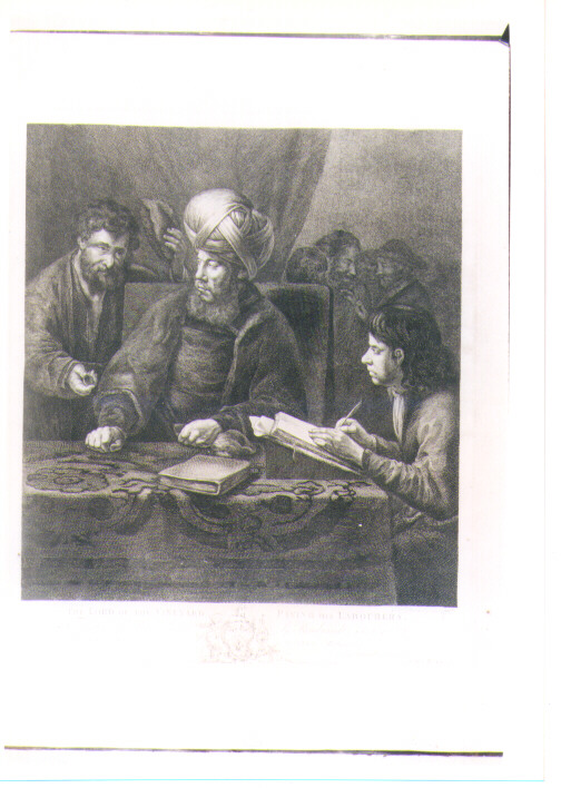 PADRONE DELLA VIGNA PAGA I SUOI LAVORANTI (stampa) di Van Rijn Rembrandt Harmenszoon, Ravenet Simon François il Vecchio, Peters William (sec. XVIII)