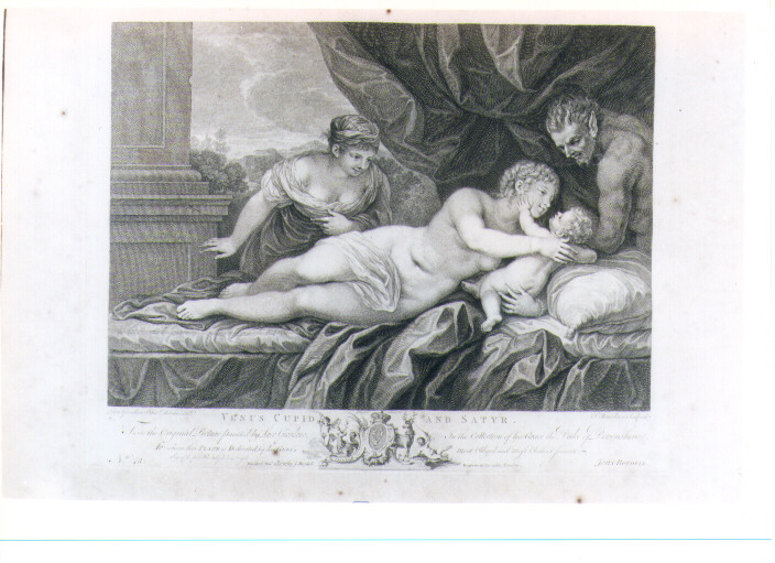 VENERE CUPIDO E SATIRO (stampa) di Giordano Luca, Bartolozzi Francesco, Earlom Richard (sec. XVIII)