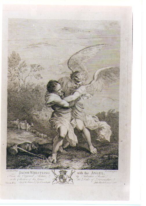 GIACOBBE LOTTA CON L'ANGELO (stampa) di Rosa Salvator, Earlom Richard (sec. XVIII)