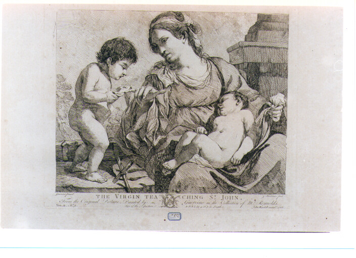 MADONNA CON BAMBINO E SAN GIOVANNINO (stampa) di Barbieri Giovan Francesco detto Guercino, Mortimer John Hamilton (sec. XVIII)