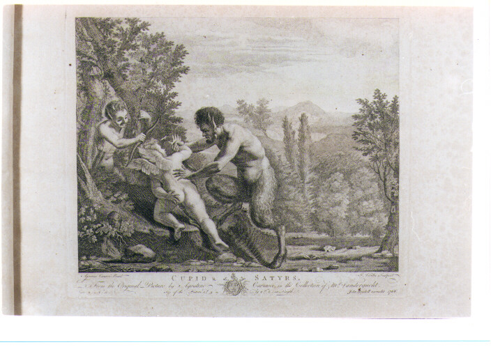 CUPIDO E SATIRI (stampa) di Carracci Agostino, Vitalba Giovanni (sec. XVIII)