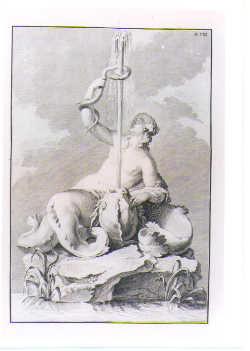 FONTANA CON NAIADE E MOSTRO MARINO (stampa) di Beyer Johann Christian Wilhelm - AMBITO VIENNESE (sec. XVIII)