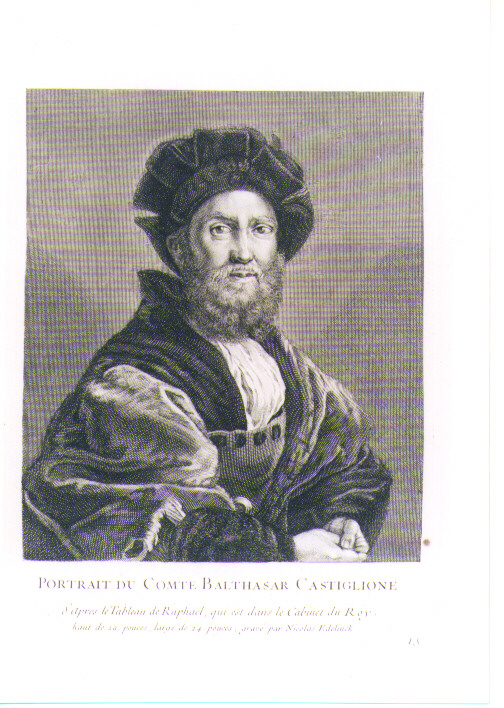 RITRATTO DI BALDASSARRE CASTIGLIONE (stampa) di Sanzio Raffaello detto Raffaello, Edelinck Nicolas Etienne (sec. XVIII)