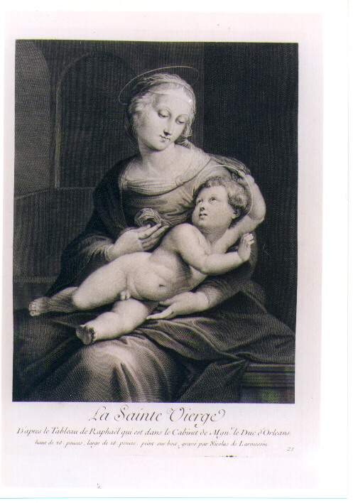 MADONNA CON BAMBINO (stampa) di Sanzio Raffaello detto Raffaello, De Larmessin Nicolas il Vecchio (sec. XVIII)