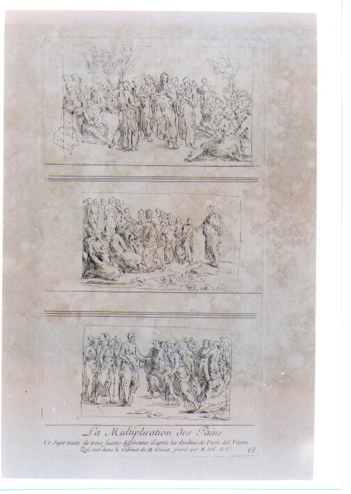 MOLTIPLICAZIONE DEI PANI (stampa) di Bonaccorsi Pietro detto Perin del Vaga, De Caylus Anne Claude Philippe (sec. XVIII)