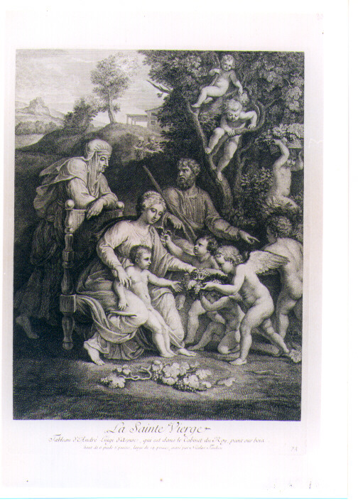 SACRA FAMIGLIA CON SANT'ANNA E PUTTI (stampa) di Andrea da Assisi detto Ingegno, Tardieu Nicolas Henri (sec. XVIII)