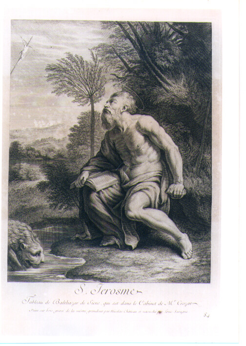 SAN GIROLAMO NEL DESERTO (stampa) di Peruzzi Baldassarre, Chateau Nicolas, Surugue Louis (sec. XVIII)