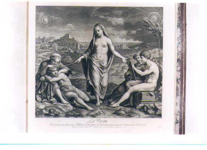 ALLEGORIA DELLA VIRTU' (stampa) di Siciolante Girolamo detto Sermoneta, Haussard Jean Baptiste (sec. XVIII)