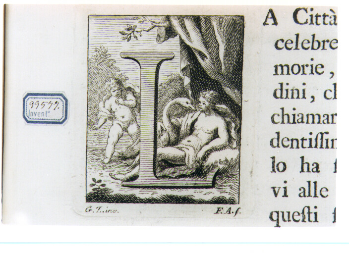 CAPOLETTERA L CON LEDA E IL CIGNO (stampa) di Zocchi Giuseppe, Allegrini Francesco (sec. XVIII)