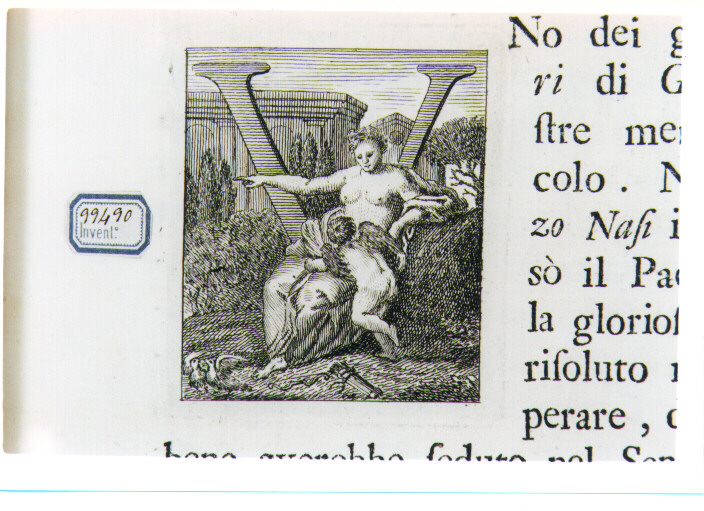 CAPOLETTERA V CON VENERE E CUPIDO (stampa) di Allegrini Francesco (sec. XVIII)